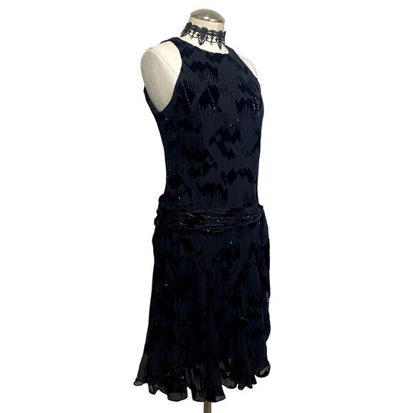 Nine West Silk Velvet Beaded Gothic Whimsygoth Dark Fairy Dress - Picture 3 of 13